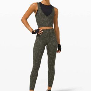 Lululemon Athletica Wunder Train High-Rise Tight Leggings Olive Green Print
